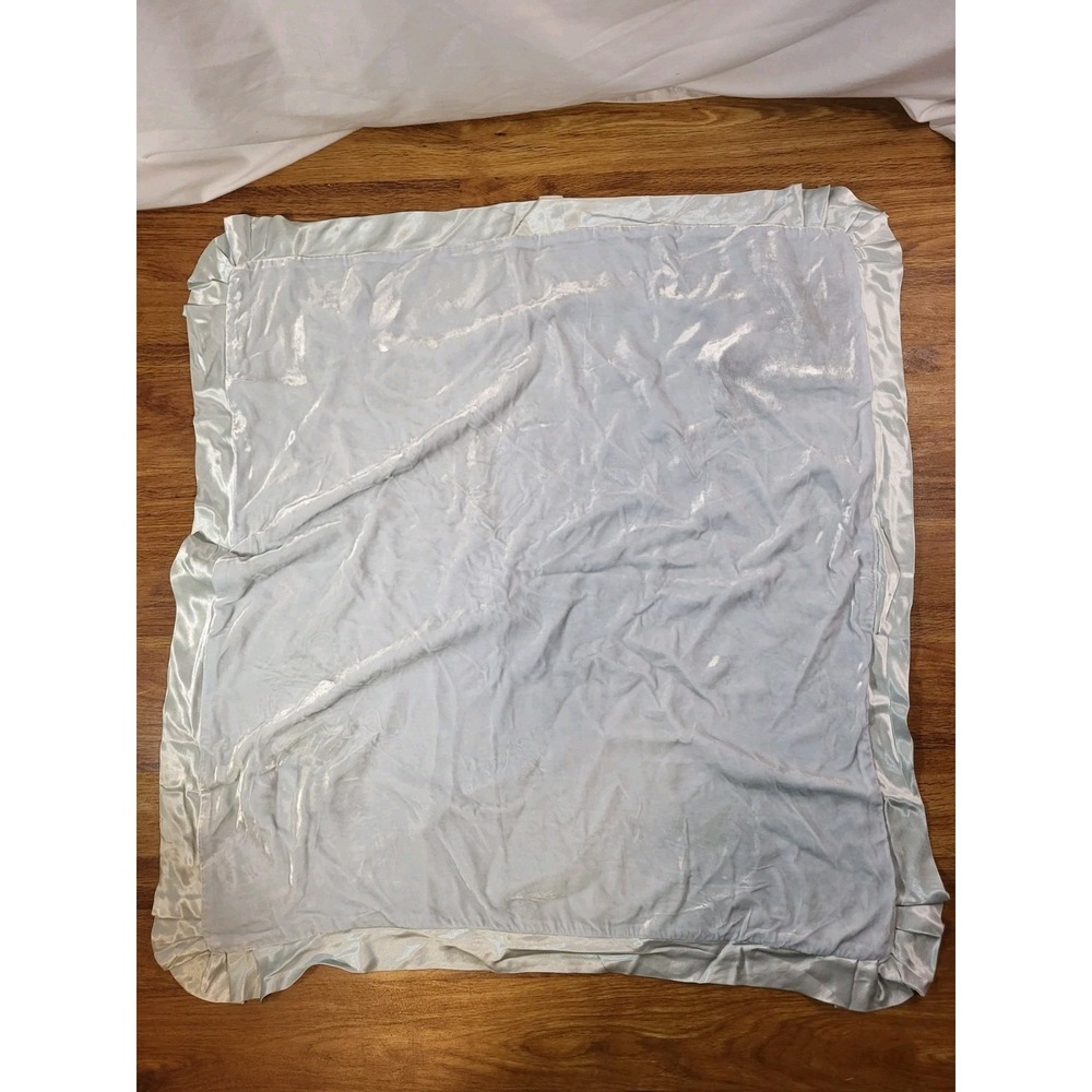 Little Giraffe Cream Blue Baby Blanket Satin Velvet Deluxe 30x36"